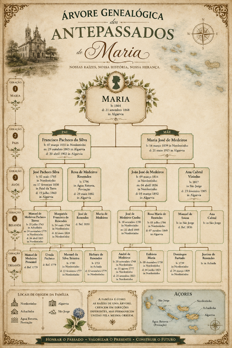 Family tree chart showing ancestors and family relationships